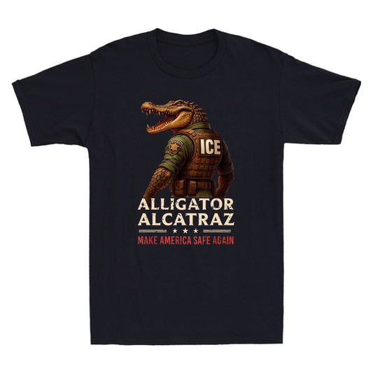 Alligator Alcatraz Nature's Own Border Patrol Funny Alligator Meme Men's T-Shirt